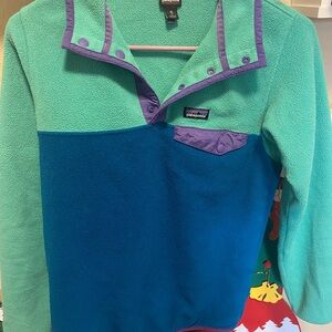 Patagonia Kids' Teal and Navy Fleece Hoodie